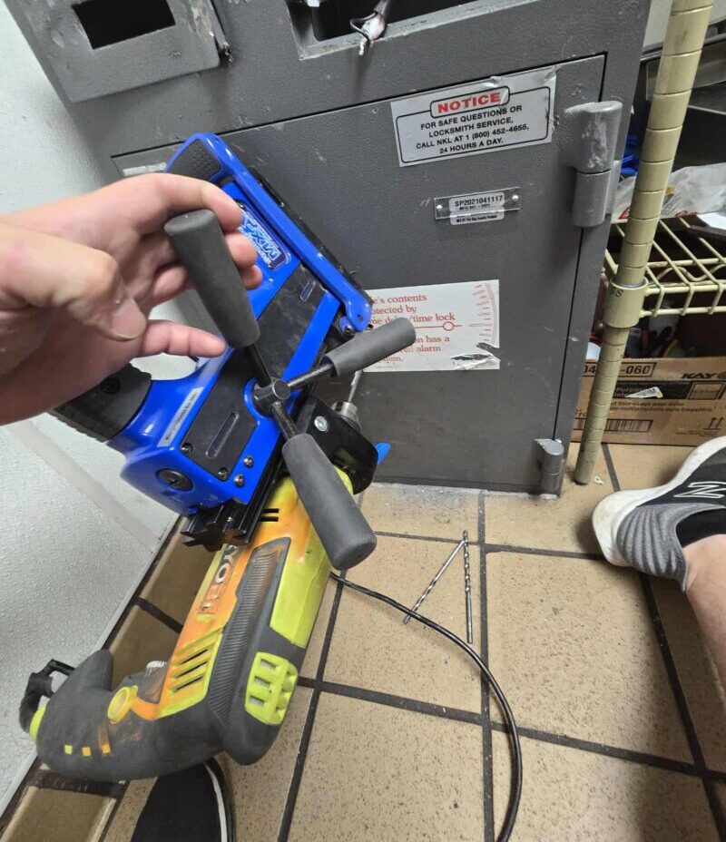 Drilling a safe that we were unable to open by other methods