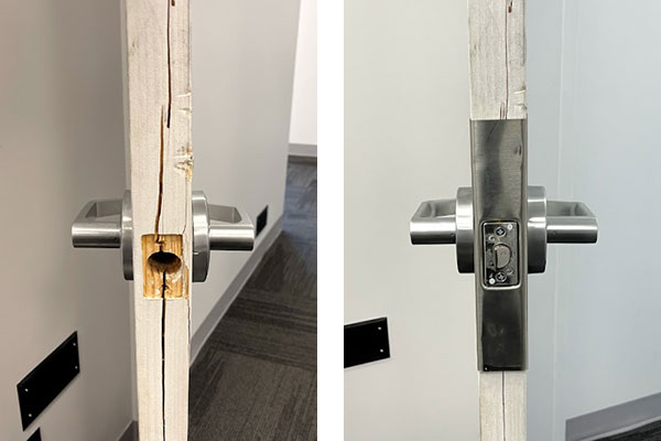 retail shop door repair before and after break in